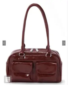 ダブルポケットショルダーバッグ【at2328］ ボルドー