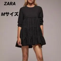 ZARA ティアードミニワンピース　チュニック　Mサイズ　黒
