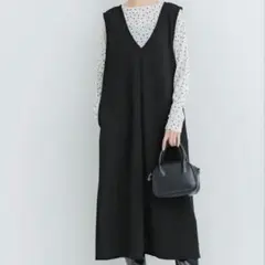 【新品】coca Vネック ジャンパースカート ブラック