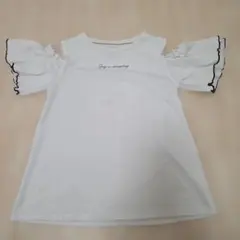 肩出しデザイン 半袖Tシャツ ホワイト