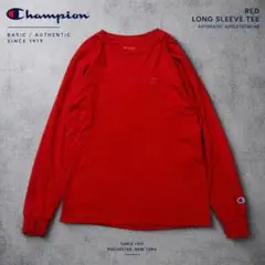 Champion チャンピオン 刺繍ロゴ 赤ロンT ワンポイント 長袖Tシャツ