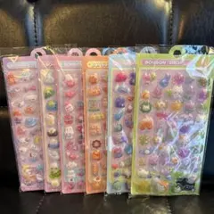 ボンボンドロップシール 6枚セット売り ねこ、とり、ぱん、くま、うさぎ、恐竜