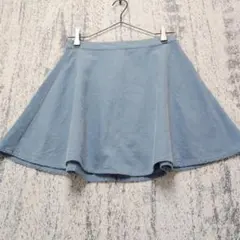 a1074【美品】ブラウニー　ミニフレアスカート　L　くすみ水色　コーデュロイのサムネイル