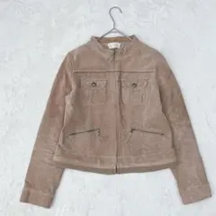 エニィスィス|スエード生地 ジップアップブルゾン【3】ブラウン 綺麗めカジュアル