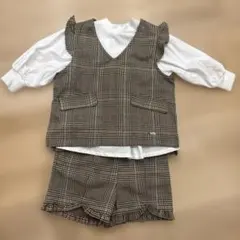 90cm　petit main チェック柄 セットアップ