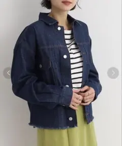 cutie blonde やわらかデニム【セットアップ可】裾フリンジGジャン