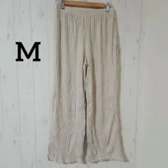 カジュアルパンツ 【F】ベージュ プリーツ 軽量 ウエストゴム ルームウェアにも