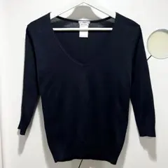 【IENA】イエナ Vネック ニットカットソー ネイビー コットン100%