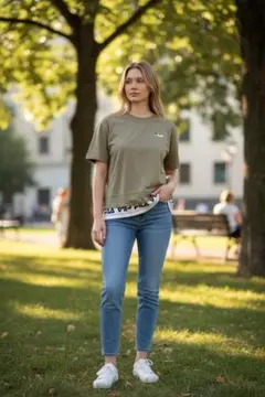 FILA ベージュ レイヤード風 半袖Tシャツ Mサイズ