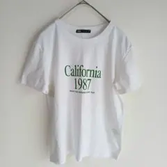 『ZARA』ザラ（S）Tシャツ カットソー 英文 グラフィック ロゴ 半袖のサムネイル