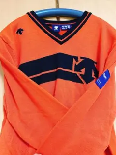 【値下げ DESCENTE デサント】 ゴルフ Vネックセーター M オレンジ系