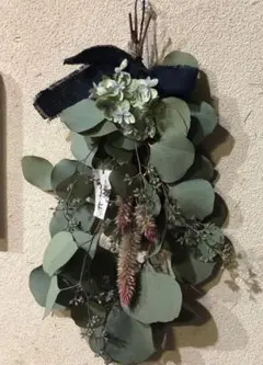 ポポラスベリー　ユーカリ　紫陽花 スワッグ