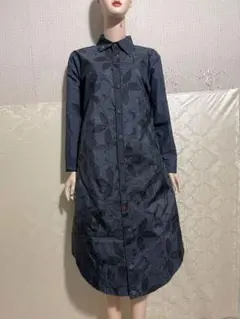 レオナール ジャカード花柄 コットンシルク ジャケット ネイビー 