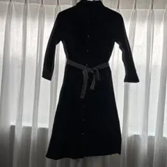 COMME CA ISM ブラックシャツワンピMサイズレディースウエストリボン