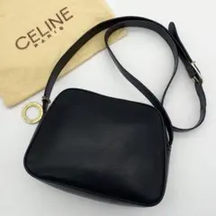 CELINE ショルダーバッグ　サークルロゴ金具　ネイビレザー　ゴールド金具のサムネイル