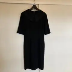 礼服　レース襟 ブラック半袖ワンピース