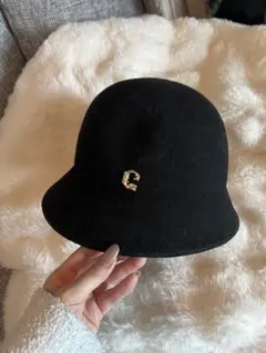 ビジュー付き黒バケットハット カシラ