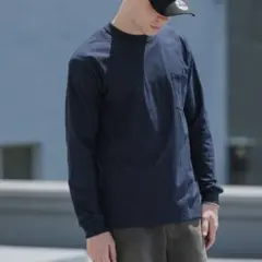 Hanes ビーフィー ロングスリーブ ポケットTシャツ ロンT 黒