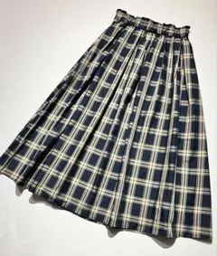 GU レディース チェック柄 シャカシャカ ロング プリーツスカート L