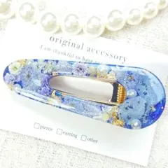 1772＊ハンドメイド♡押し花のヘアクリップ　ブルー　青