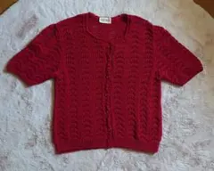 【お値下げします!!】ピンクハウス　赤いレース編み半袖カーディガン