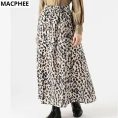 【MACPHEE】　レオパードプリントウエストギャザーマキシスカート　36