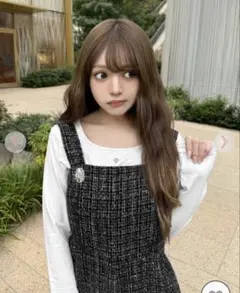 SOLNI ツイードコンビネゾン ブラック