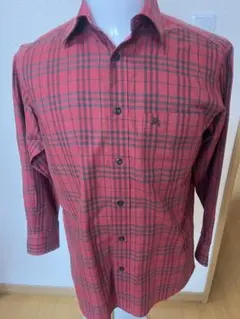 BURBERRY 赤 チェック柄 長袖シャツ S