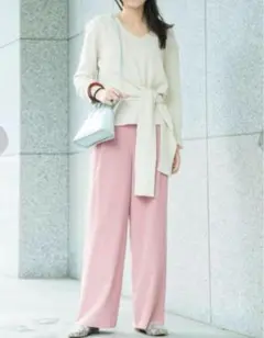 BEAUTY&YOUTH ツイルタックワイドパンツ オフィスカジュアル 小柄さん