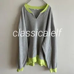 【classicalelf】オーバーサイズ配色ワッフルプルオーバー Lのサムネイル