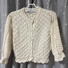 ZARA アイボリー レース編み カーディガン