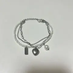 パールとシルバーチェーンブレスレット