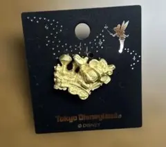 東京ディズニーランド　ゴールドカラー　ミッキーマウス　蒸気機関車　ピンバッジ