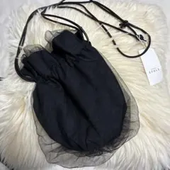 【新品タグ付】TOPKAPI EFOLE チュール 巾着 ショルダーバッグ 黒のサムネイル