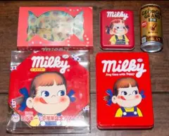 ペコちゃんブリキ缶　美品 不二家（FUJIYA） ◎不二家ペコちゃん ブリキ缶 赤色 トランクブリキ