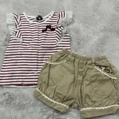 キッズ子ども女の子トップス半袖Tシャツとショートパンツセット９０センチ　べべ