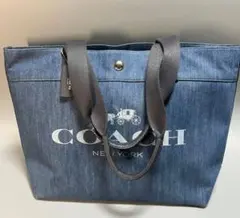 コーチ デニム トートバッグ 馬車ロゴ A4収納可 特価 F25902