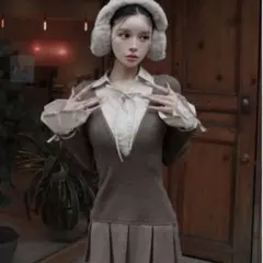 ダーリッチ シャツドッキングプリーツミニワンピース