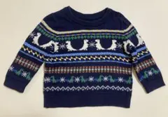 BabyGAP 恐竜柄 コットンセーター ネイビー