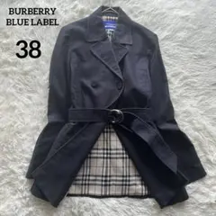 【美品】バーバリーブルーレーベル トレンチコート ベルト付き ノバチェック 38