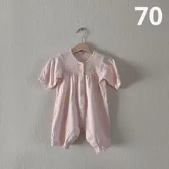 ファミリア　ピンク　カバーオール　70サイズ　うさぎさん　レース　フリル　女の子