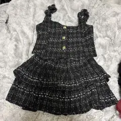 ツイードビスチェ×インパン裏地付きフレアミニスカートセットアップ