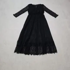 総レース ロングワンピース ブラック