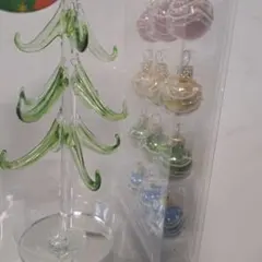 ガラス製クリスマスツリーとオーナメントセット
