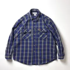 Carhartt カーハート ヘビーネルシャツ L チェック柄 ブルー 革タグ