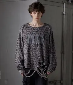 GRANCYレオパードロンT 黒　長袖　Tシャツ　総柄　ラインストーン