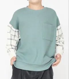 【branshes】チェック柄袖切替トレーナー