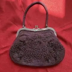 紫色 ビーズ刺繍 和装用バッグ
