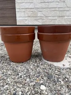 陶器製 植木鉢 4個セット 茶色