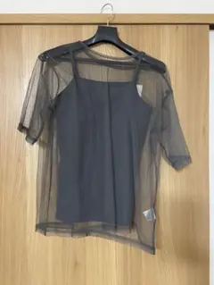 グレー メッシュ 半袖 トップス　リュミエ　Lumier